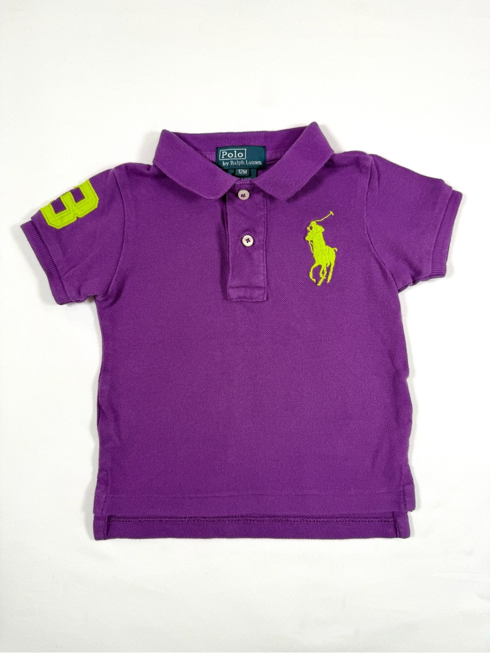 POLO RALPH LAUREN Baby Purple Big Pony Rugby Polo Shirt Preppy Academia Size 12M